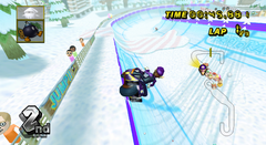 The half-pipe on DK Summit in Mario Kart Wii