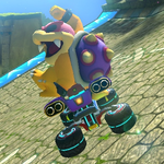 Roy Koopa performing a trick. Mario Kart 8.