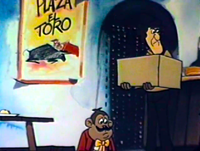 A poster for Plaza El Toro in the Saturday Supercade episode "The Amazing Rollerskate Race"