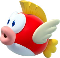 Artwork of a Cheep Cheep from New Super Mario Bros. U (later reused for Super Mario Party)