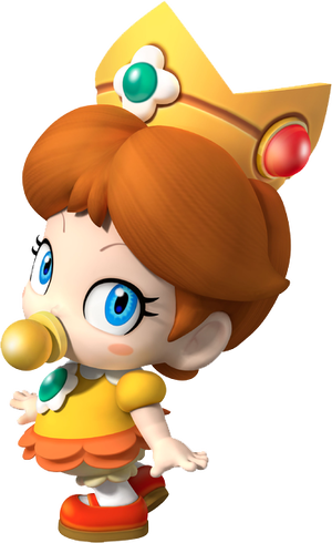 Artwork of Baby Daisy for Mario Kart Wii (also used in Mario Super Sluggers and Mario Kart Tour)