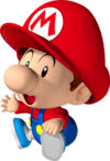 Baby Mario sitting down.