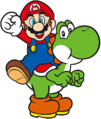 Mario riding Yoshi (circa 2017)