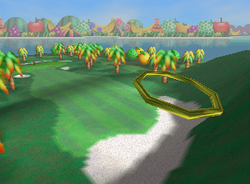 Dunk the Bunker!, a Ring Shot challenge in Yoshi's Island from Mario Golf