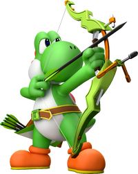 Yoshi with a bow.