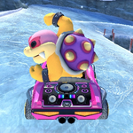 Roy Koopa performing a trick. Mario Kart 8.