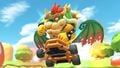 Bowser gliding in the Pipe Frame with the Dragon Wings