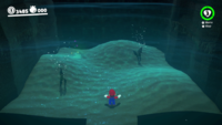 The flooded cave with a moving mound in Super Mario Odyssey