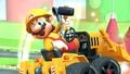 Builder Mario tricking in the Dozer Dasher on 3DS Mario Circuit