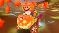 Mario (Halloween) drifting in the Pumpkin Kart on Wii Maple Treeway