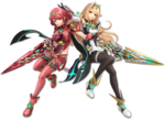 Artwork of Pyra and Mythra in Super Smash Bros. Ultimate