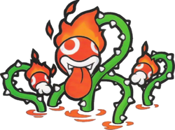 Paper Mario official art of a Lava Piranha.