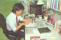 A game designer hard at work working on Super Mario Bros. 3. Scan of Nintendo Power.