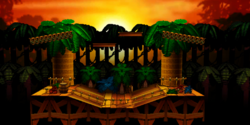 Kongo Jungle, in Super Smash Bros. for Nintendo 64 (top), Super Smash Bros. Melee (top-middle), Super Smash Bros. for Wii U (bottom-middle), and Super Smash Bros. Ultimate (bottom)