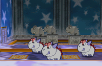 Albino Dinos in the Crystal Palace in Paper Mario