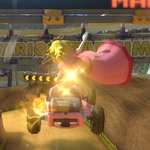 Princess Peach performing a trick. Mario Kart 8.