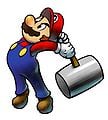 Mario using his hammer