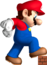 Artwork of Mega Mario about to crush a brick for New Super Mario Bros.