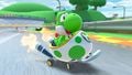 Yoshi drifting in the Egg 1 on GCN Yoshi Circuit