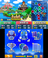 The (star) menu's appearance throughout the Mario & Luigi games.