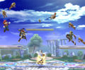 The Centurions attacking Ike, Link, and Mario