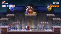 Screenshot of Spooky House level 5-DK from the Nintendo Switch version of Mario vs. Donkey Kong