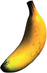 Artwork of a banana from the original Donkey Kong Country SNES trilogy