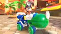 Dr. Luigi in the Blue-Green Capsule Kart on Wii Coconut Mall