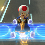 Toad performing a trick. Mario Kart 8.