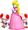 Artwork of Princess Peach and two Toads in New Super Mario Bros. U