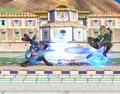 Lucario using Force Palm in Delfino Plaza in Super Smash Bros. Brawl