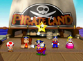 Wario receiving a Bonus Star in Pirate Land in Mario Party 2