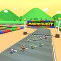 View of the starting line on SNES Mario Circuit 1