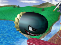 A Banzai Bill in the Princess Peach's Castle stage of Super Smash Bros. Melee