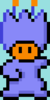 A pre-release sprite of a flower-headed, Toad-like creature in Super Mario World, supposedly meant for the Fall theme of Piranha Plant.