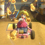 Princess Peach performing a trick. Mario Kart 8.