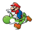 Mario riding Yoshi (circa 2011)