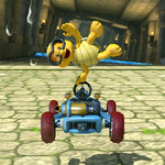 Lakitu performing a trick. Mario Kart 8.