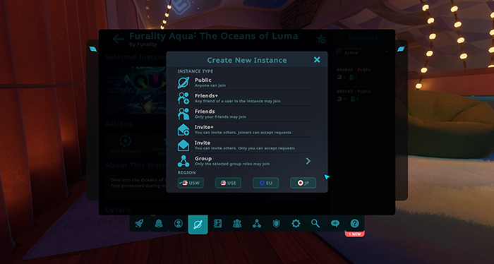 screenshot of the new instance modal