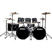 Imperialstar 8-Piece Double Bass Drum Set With MEINL HCS Cymbals Hairline Black