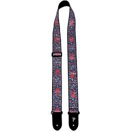 Perri's Jacquard Guitar Strap Pink and Blue Flower 2 in.