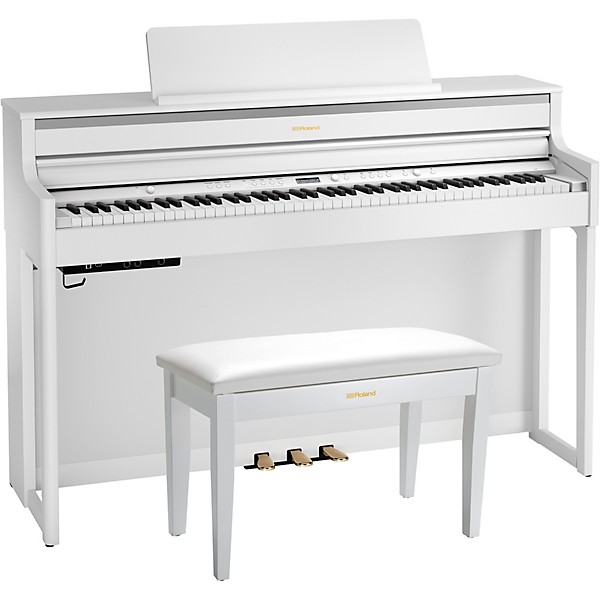 Roland HP704 Digital Upright Piano With Bench White