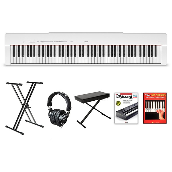 Yamaha P-225 88-Key Digital Piano White Beginner Package