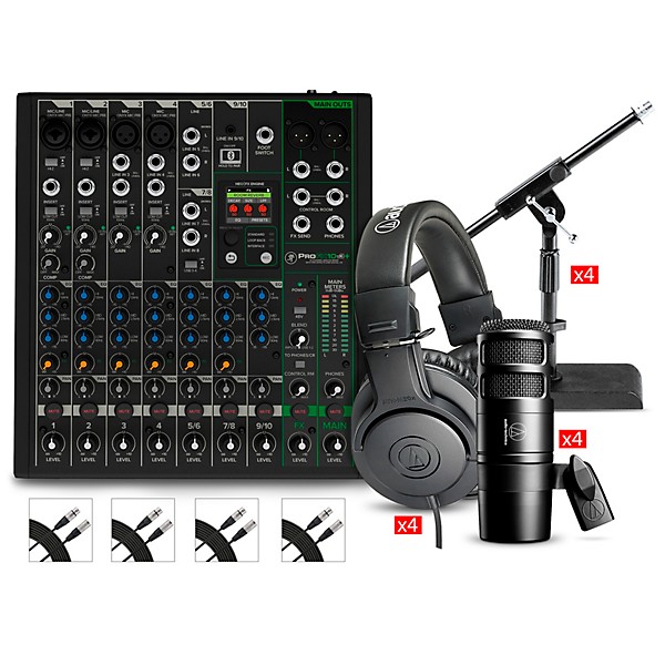 Mackie ProFX10v3  Content Creator Bundle With AT2040 Microphones and ATH-M20X Headphones