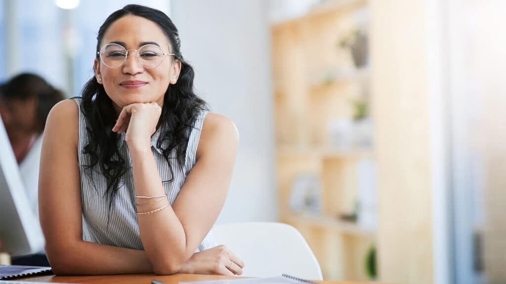 glasses smiling woman