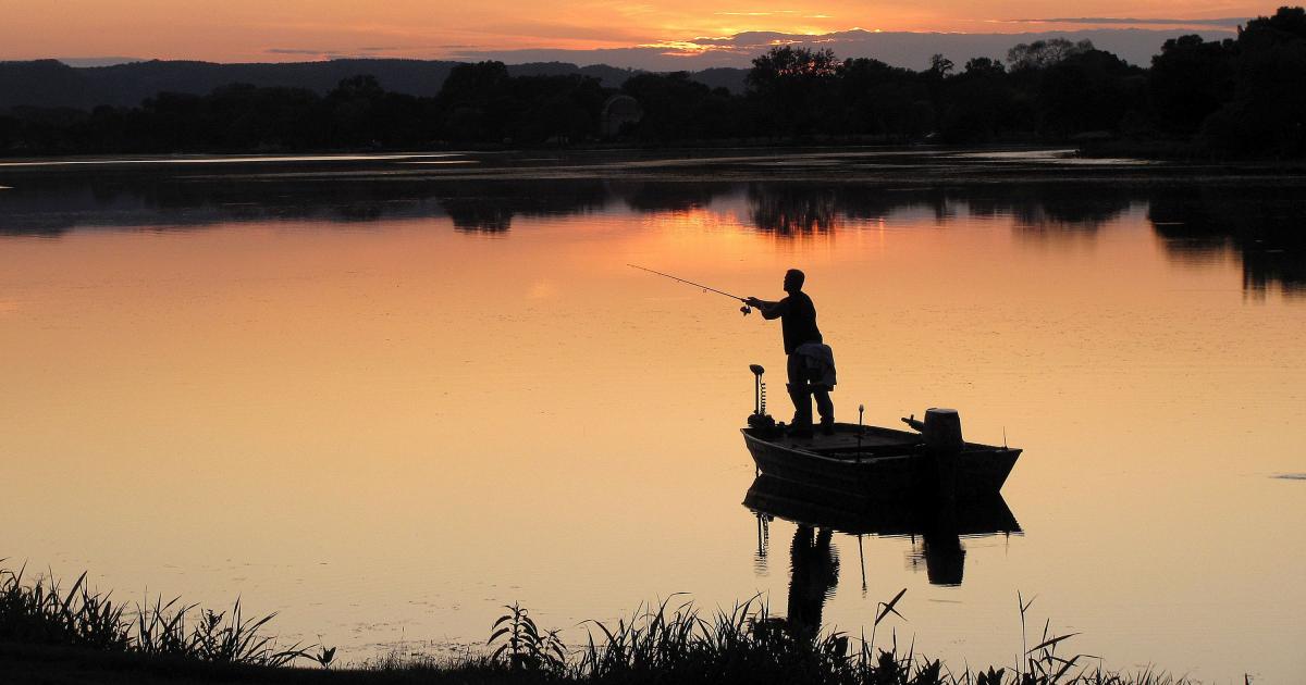 Fishing at sunset