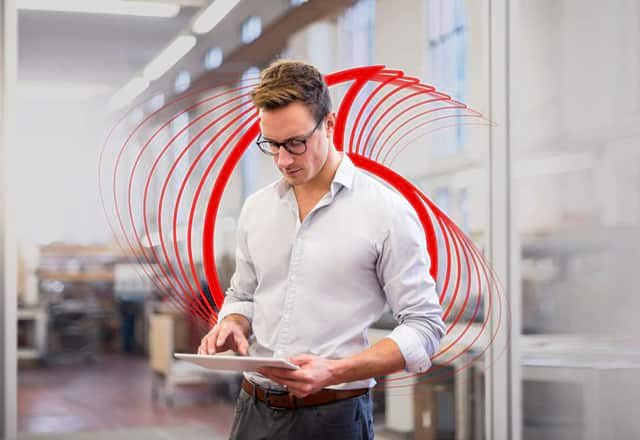 Man holding tablet