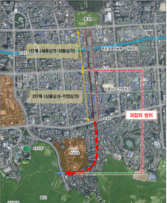 종묘~남산 잇는 공중보행로 위치도  /사진제공=서울시