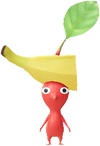 A Red Supermarket Decor Pikmin with Banana decor from Pikmin Bloom.