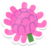 Lifelog artwork of a red chrysanthemum from Pikmin Bloom.